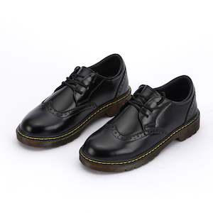 Unisex School Shoes Black Leather Lace Up -Super Brogue Marten
