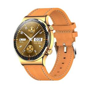 Electronics: Golden Smart Watch Leather Strap