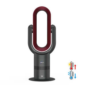 Bladeless Fan Heater - 2-in-1 Hot & Cool Tower Fan for NZ Bedroom | ThermalFlow | Red/Grey