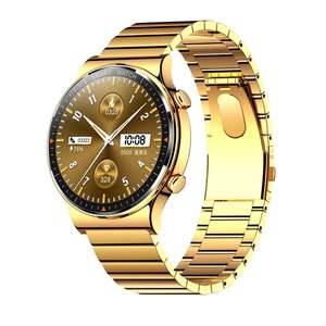 Electronics: Golden Smart Watch Stainless Steel Strap