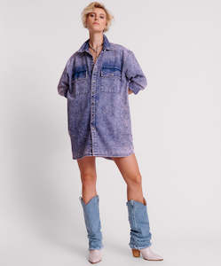 Denim Sale: ONE TEASPOON // Purple Rain Nixie Denim Shirt Dress PURPLE