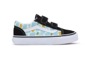 Shoe Sale: VANS // Kids Old Skool Velcro Melted Check BLACK/MULTI