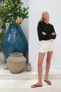 Her Knitwear: BEIGED // Cotton Cashmere Cardi BLACK