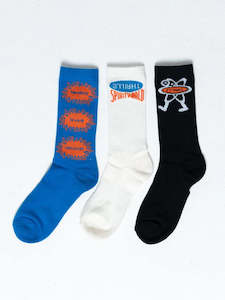 50 Friyay Sale: THRILLS // Spirit World 3pack Socks WHITE BLUE