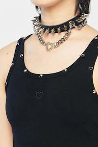 Dress: STOLEN GIRLFRIENDS CLUB // Studded Hearts Midi Dress BLACK