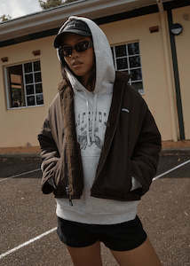 AFENDS // Berlin Reversible Fleece Jacket COFFEE