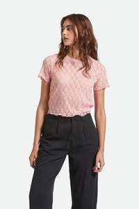 BRIXTON // Sheer Slim Lace Top MELLOW ROSE