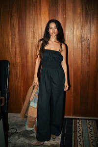 Her Pants: BRIXTON // Eden Smocked Jumpsuit BLACK