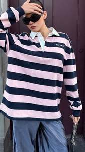 Her Hoodies Crews: ENA PELLY // Hallie Rugby Jersey NAVY/PINK