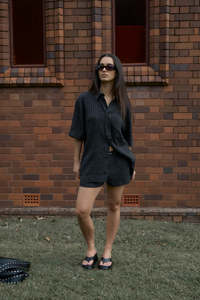 AFENDS // DUSK Seersucker Boxer Short BLACK CHECK