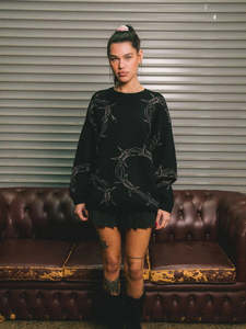 Her Hoodies Crews: BILLY BONES // College Dropout Knit BLACK/GREY