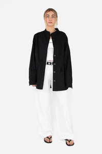 Her Jackets: BEIGED // Collarless Shacket BLACK