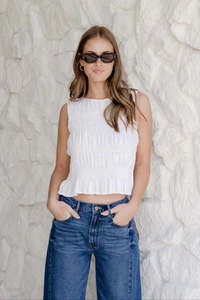 AMONG THE BRAVE // Impulsive Shirred Top IVORY