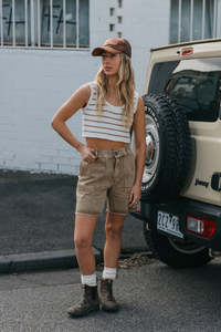 Her Denim: OTTWAY // Overland Shorts WASHED BROWN