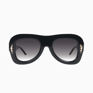 Eyewear: VALLEY // Bowery GLOSS BLACK w. GOLD METAL/BLACK GRADIENT LENS