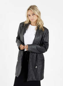 Federation: FEDERATION // Leather Tux Jacket BLACK