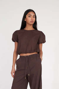 Huffer: HUFFER // Lin-In Airy Top COCOA