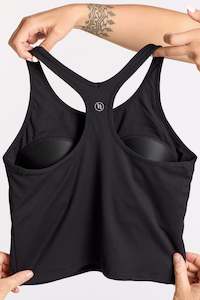 New Arrivals: RACERBACK CROP SINGLET W/ IN-BUILT BRA ONYX