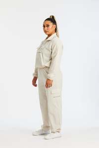 Outerwear: HINE CARGO PANTS BEIGE