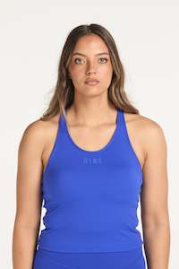 All: RACERBACK CROP SINGLET W/ IN-BUILT BRA COBALT