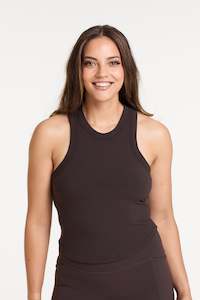 CROP RIB SINGLET COCOA