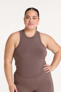 New Arrivals: CROP RIB SINGLET COFFEE