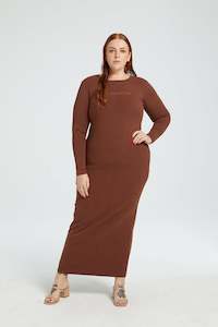 Outerwear: THE SASS RIBBED DRESS CHOCOLATE