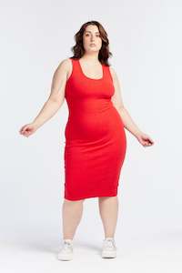 SUMMER RIBBED SINGLET DRESS HIBISCUS