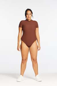 CORE RIBBED T-SHIRT BODYSUIT CHOCOLATE
