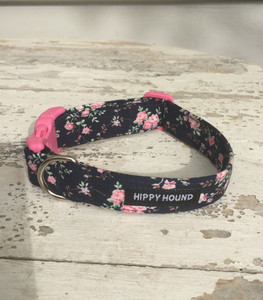 Products: Pink flowers on dark navy hippy-hound