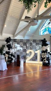 Party Packages: 21st Birthday Backdrop Large size Black & Silver