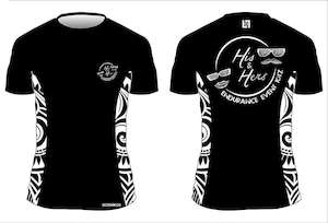 Products: His and Hers Running t-shirt, Black with design down both sides – His & Hers Endurance Event KITZ