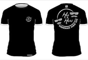 His and Hers Running t-shirt, Black with White sleeve trim – His & Hers En&hellip;