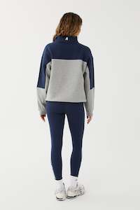 Half Zip Panelled Crew