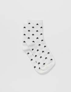 Underwear Socks: Socks White W/B Lack Stars
