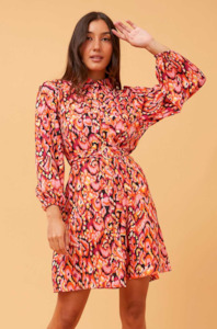 Dresses Playsuits: Vibrant Floral Long-Sleeve Dress – Multi Pink 🌸🔥