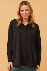 Blouses Shirts: Black Satin Button-Up Shirt – Elegant & Chic 🖤✨