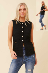 Chic Sleeveless Button-Up Vest – Black 🖤✨