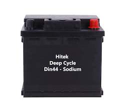 Solar On The Go: Hitek 12v 50Ah Din44 Sodium Deep Cycle 12v EV Lead Replacement Battery (for Kia / Hyundai + other EVs) using Din44L / CMF45L battery.