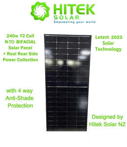 240w PERC MONO+N-TO Bifacial Solar Panel (4 Way Anti-Shading Protection) - 1585x700mm size