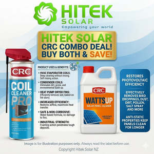 AC Cleaner: CRC Watts Up - 1L Bottle (Specialist Solar Panel Cleaner) + AirCon / Heat Pump Dryer Coil Cleaner Combo