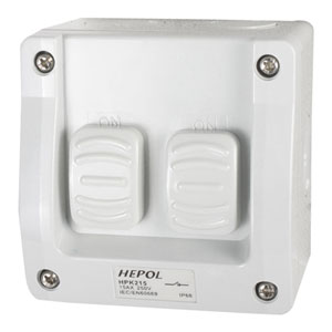 Electrical Accessories Plugs Sockets: 15A Weatherproof 2 Gang Surface Switch IP66**