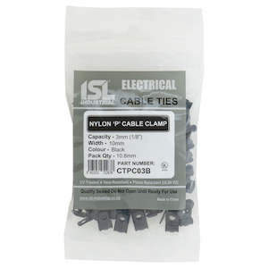 ISL Nylon 'P' Cable Clamp 3mm - Black - 100pk