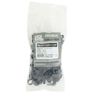 ISL Nylon 'P' Cable Clamp 13mm - Black - 100pk