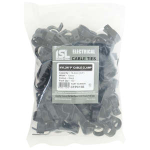 ISL Nylon 'P' Cable Clamp 19mm - Black - 100pk