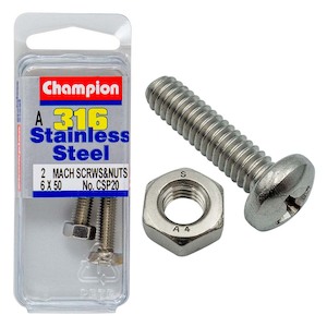 Champion 316/A4 Machine Set Screw & Nut - Pan 6 x 50 (A)