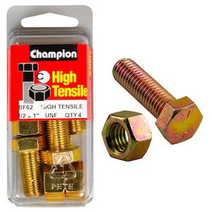 Fasteners Blister Packs Set Screws Nuts: Champion 1 x 1/2in Set Screw & Nut (C) - GR5
