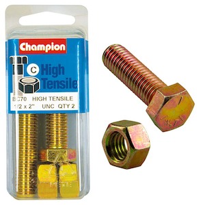 Fasteners Blister Packs Set Screws Nuts: Champion 2in x 1/2in Set Screw & Nut (C) - GR5