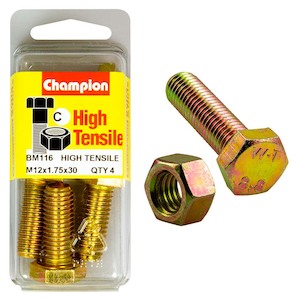 Fasteners Blister Packs Set Screws Nuts: Champion M12 x 30 Set Screw & Nut (C) - GR8.8