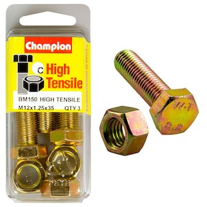 Fasteners Blister Packs Set Screws Nuts: Champion M12 x 35 x 1.25 Set Screw & Nut (C) - GR8.8